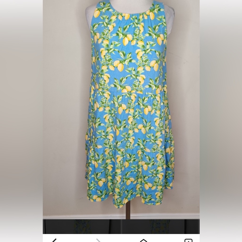LOFT Yellow Blue Mini Sundress